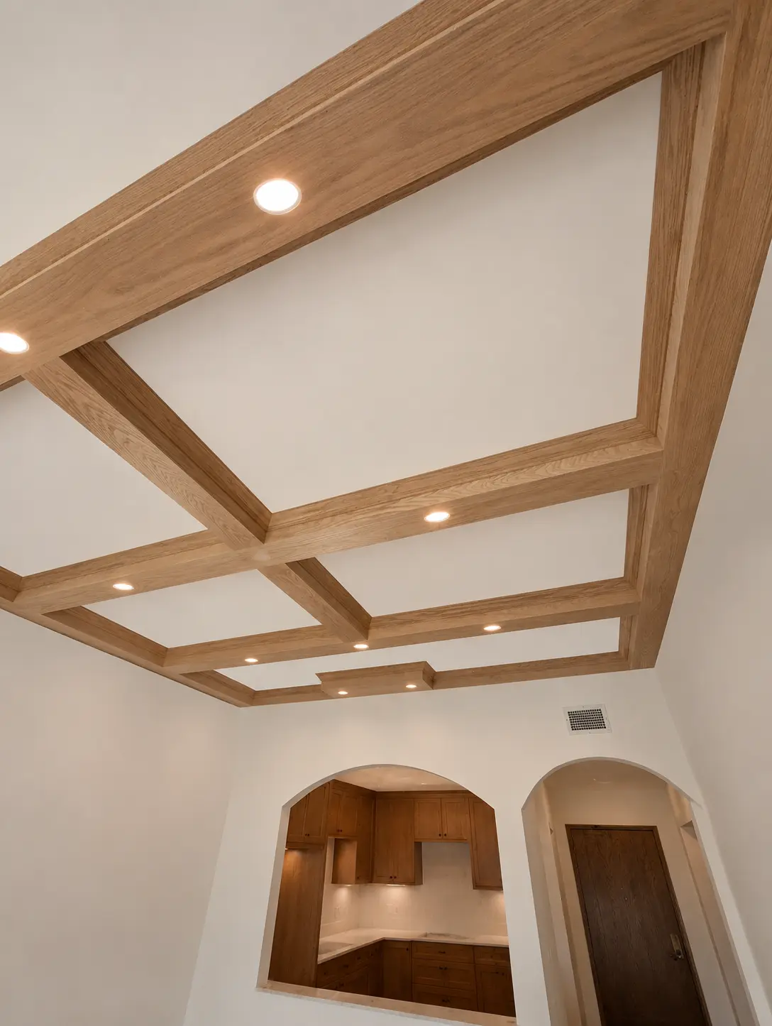 Finished coffered ceiling presentation based on Signature Finish Carpentry project work